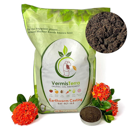 VermisTerra Humus de Lombriz 10 LB Estándar para Plantas - Jardineros - Enmienda de Suelo - Humus - 2.33 Libras