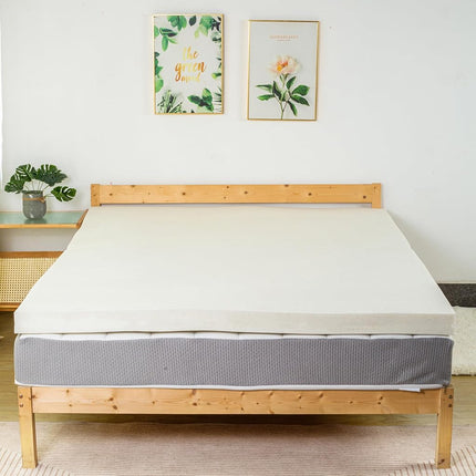 Nutan, 1-Inch Copper-Infused Memory Foam Mattress Toppers, Cooling and Pressure Relieving with Airflow Design, Twin, Beige