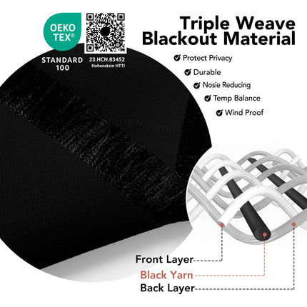 Deconovo Black Rod Pocket Curtains, Blackout Drapes 63 Inch Length, Thermal Insulated Curtain Panels for Bedroom, 42W x 63L Inch, Black, 2 Panels