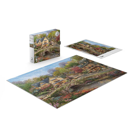 Buffalo Games - Silver Select - Thomas Kinkade - Summer in Cobblestone Village - 1000 Piece Jigsaw Puzzle for Adults -Challenging Puzzle Perfect for Game Nights - Finished Size is 26.75 x 19.75