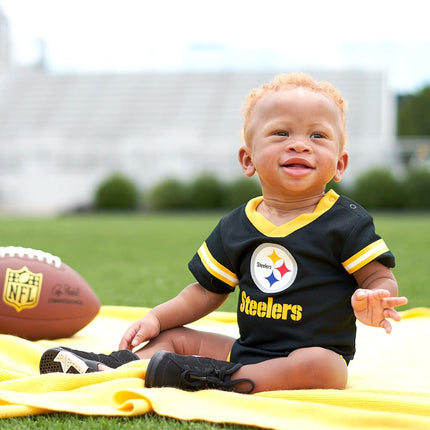 NFL Pittsburgh Steelers Team Jersey Bodysuit, black/gold/white Pittsburgh Steelers, 6-12 Months (138781160STE612-001)