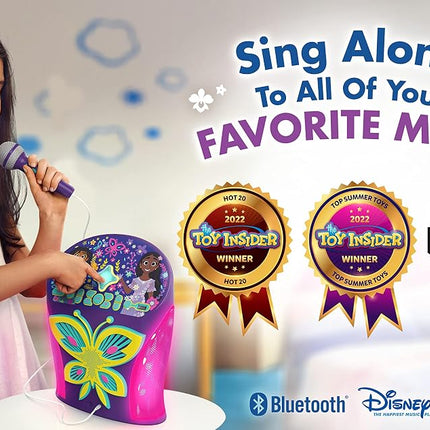 eKids Disney Encanto Karaoke Machine, Bluetooth Speaker with Microphone for Kids, Speaker with USB Port to Play Music, Easily Access Disney Playlists with New EZ Link Feature