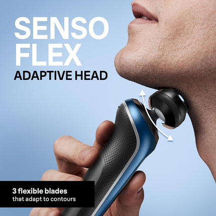 Braun Electric Shaver for Men, Series 6 6177cc, Wet & Dry Shave, Turbo & Gentle Shaving Modes, Foil Shaver, Blue
