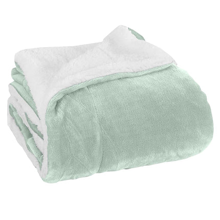 Elegant Comfort Reversible, Solid Sherpa Throw Blanket, All-Season Blanket- Super Soft, Cozy and Plush- Decorative Throw, Perfect for Lounging, 50 x 60 inches, Sherpa Throw Mint Green