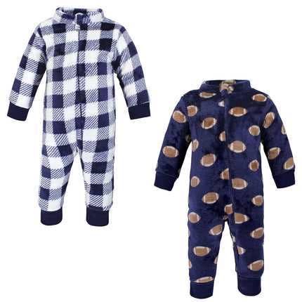 Grenouillères en peluche Hudson Baby pour bébés filles, ballon de football bleu, 3-6 mois