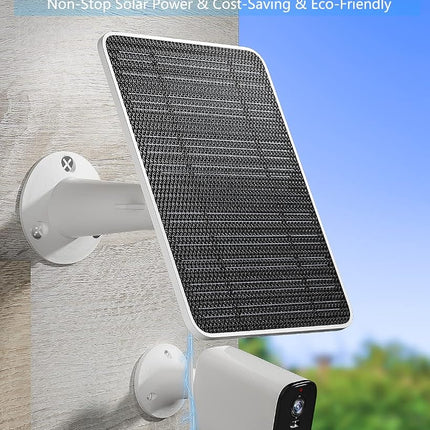 Solar Panel for Security Camera, 5V 4W Solar Panels Charger Compatible with Eufycam 2C/2C Pro/2/2 Pro/E20/E40/E, Micro USB & Type-C Port, IP65 Waterproof, 9.8ft Charging Cable & Wall Mount, 4 Pack