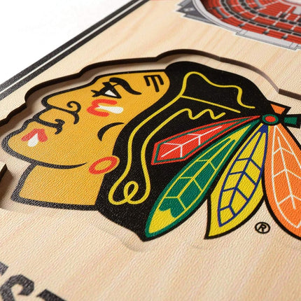 YouTheFan NHL Chicago Blackhawks - United Center 3D Banner, Team Colors, 6" x 19"