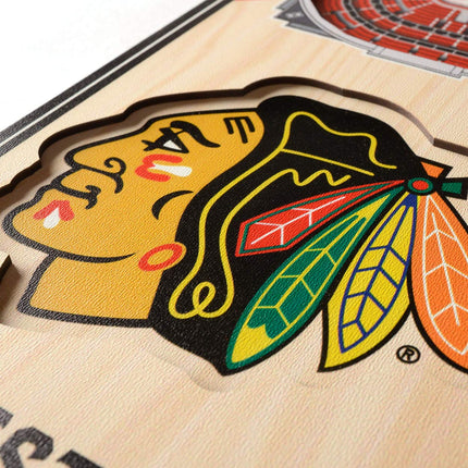 YouTheFan NHL Chicago Blackhawks - United Center 3D Banner, Team Colors, 6" x 19"