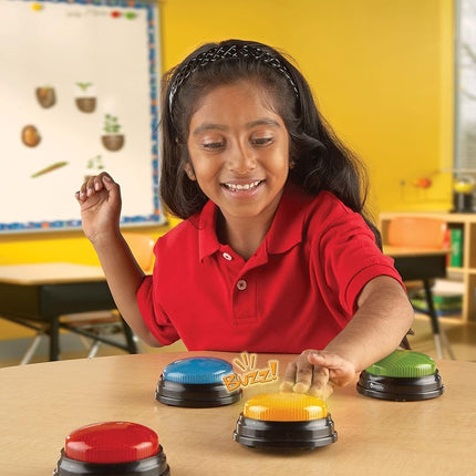 Learning Resources (UK Direct Account) Learning Resources Lights and Sounds, Family Night Game, Game Show, Classroom Accessories, Siren, Buzzer, Set of 4, Ages 3+