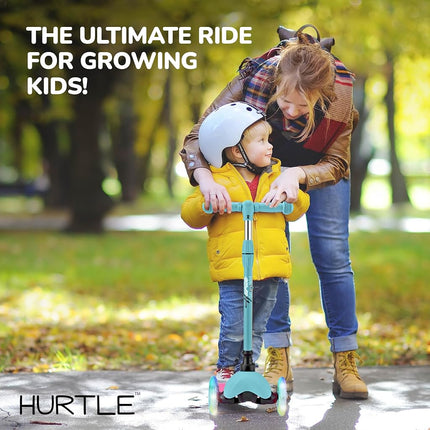 Hurtle Kids Scooter, 3 Wheel Toddler Scooter Ages 2-5, LED Wheels