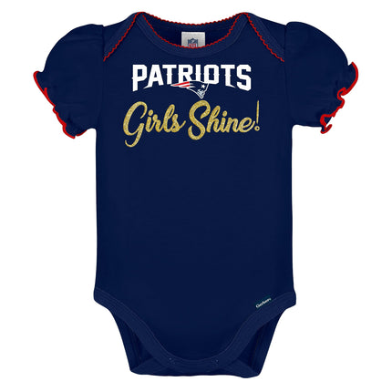 Gerber NFL New England Patriots Body de 3 piezas para bebé niña, color del equipo, 18 meses