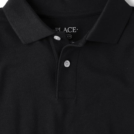 The Children's Place Boys' Multipack Long Sleeve Pique Polos, Black/Renew Blue 2-Pack, X-Large
