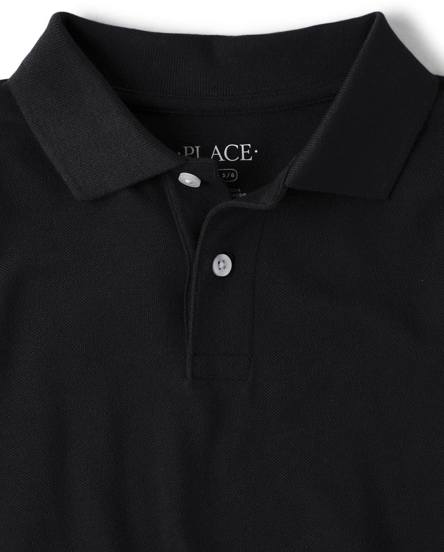 Polo piqué à manches longues pour garçons The Children's Place, uniformes scolaires, lot de 2, noir/bleu Renew, grande taille