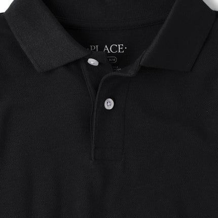 The Children's Place Boys' Multipack Long Sleeve Pique Polos, Black/Renew Blue 2-Pack, XX-Large