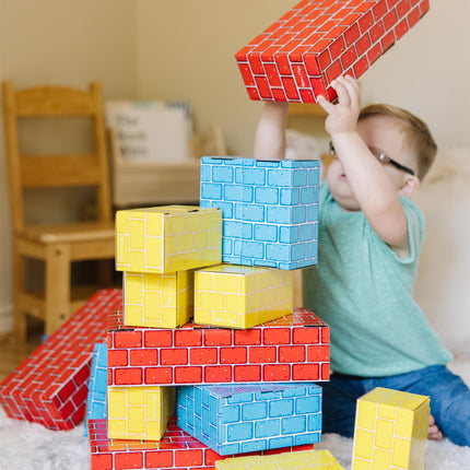 Melissa & Doug Bloques de construcción de cartón extra grueso, tamaño jumbo, 40 bloques en 3 tamaños – Bloques de ladrillo de imitación de cartón extra grueso, tamaño jumbo, para construir