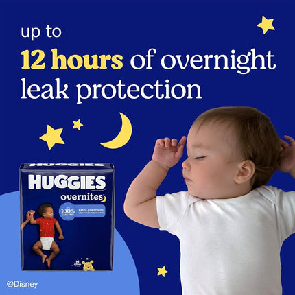 Huggies Overnight Diapers Size 4 (22-37 lbs), 100 Ct, Overnites Nighttime Baby Diapers