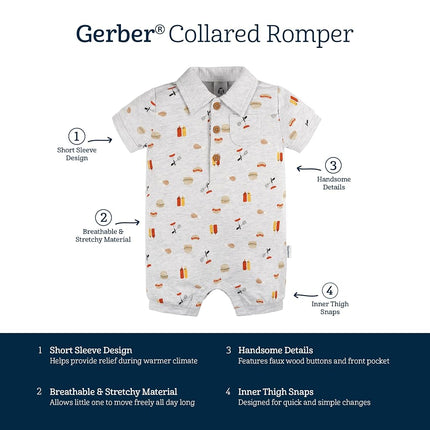 Barboteuse polo en coton Gerber pour bébé garçon, Barbecue, 0-3 mois
