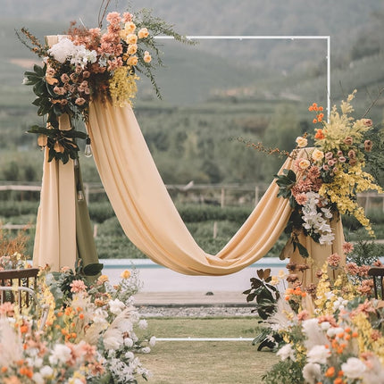 Wokceer Arche de mariage support de toile de fond, carré, 20 x 180 cm, support de toile de fond blanc, cadre d'arche en métal pour mariage, anniversaire, fête, jardin, tonnelle, événement, décoration