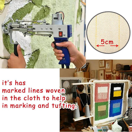 118" x 83" Upgraded Overlocking Tufting Cloth With Marked Lines - Large Monk's Cloth for Tufting Gun & Punch Needle Fabric