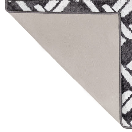 Nautica – Tufted Runner Rug | Baize Chain Design | Modern Home Décor | Non-Slip| Machine Washable | Carpet for Entryway & Hallway | Measures 26” x 96” | Dark Grey and White