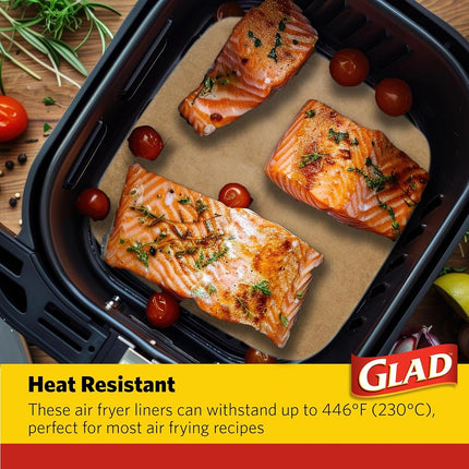 Glad Air Fryer Liners, Nonstick and Heat Resistant, Food Grade Material, Suitable for Round and Square Air Fryers, Air Fryer Accessories, 9” x 9” - 100 Count
