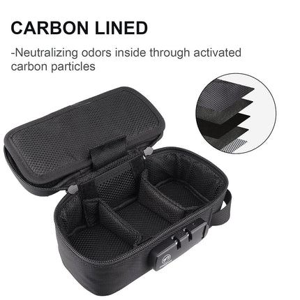 Firedog Smell Proof Bag with Lock, Carbon Lined Odor Proof Case Containers for Travel Stash Storage (Black, 8x4x2.75 Inch)