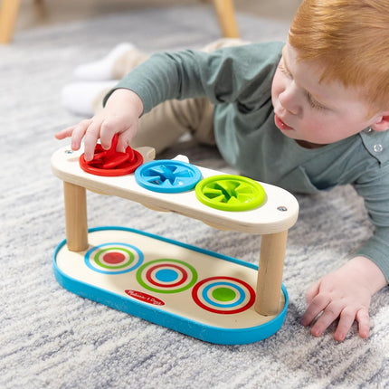 Melissa & Doug Match & Push Spinning Tops, Color Matching and Fine Motor Developmental Skill Toy for Kids Age 2+ - FSC Certified