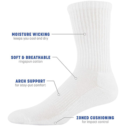 Gildan Mens Cotton Socks, 10 Pair Crew, White, 6-12 UK
