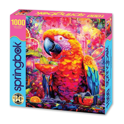 Springbok Paradise Parrot 1000 Piece Jigsaw Puzzle for Adults Features a Colorful Parrot Sipping a Margarita in a Jungle Paradise