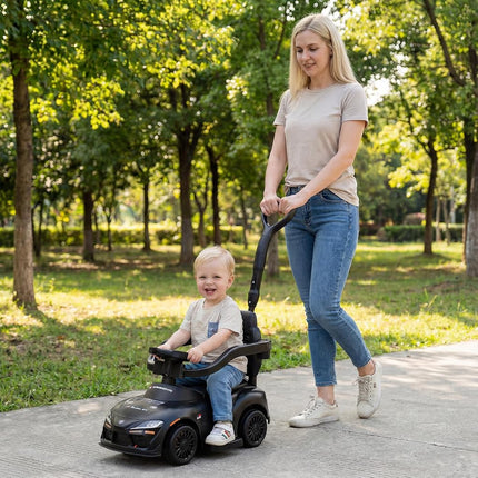 Licensed Toyota Ride on Push Car for Toddlers by INFANS, 3 in 1 Walking Sliding with Removable Guardrails and Handle, Music, Under Seat Storage for Kid (Black)