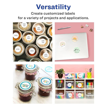 Avery Matte White Removable Round Labels with Sure Feed Technology, Print-to-The-Edge, 1-2/3" Diameter, 2,000 Removable Labels, Laser/Inkjet Printable Labels