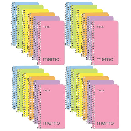 Mead Small Notebook, 24 Pack of pocket notebook 3x5 " College Ruled Small Memo Pad Wirebound 60 Sheets, Pastel Colors of Mini Notebook in Bulk pack