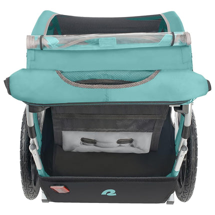 Remolque de Bicicleta Retrospec Rover para Niños - Remolque Plegable/Colapsable de un O Dos Asientos para Niños, con Ruedas de 16", Reflectores de Seguridad y Compartimento de Almacenamiento Trasero - Azul Ridge