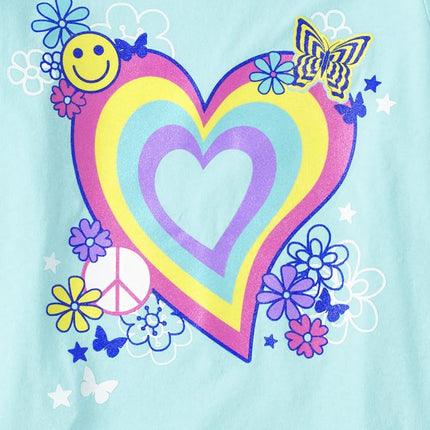 The Children's Place Girls' Kindness, Love, Equality Short Sleeve Graphic T-Shirts,multipacks, Butterfly/Rainbow Heart/Happy, XX-Large