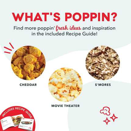 DASH Hot Air Popcorn Popper Maker with Measuring Cup to Portion Popping Corn Kernels + Melt Butter, 16 Cups - Red