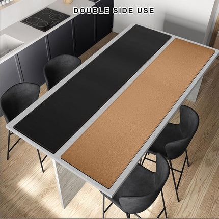 MAIDERN 180 x 40cm Desk Pad, Large Desk Mat, Cork & Leather Large Mouse pad for Desk, Waterproof Computer Desk Pad for Gaming Home Office (Black)