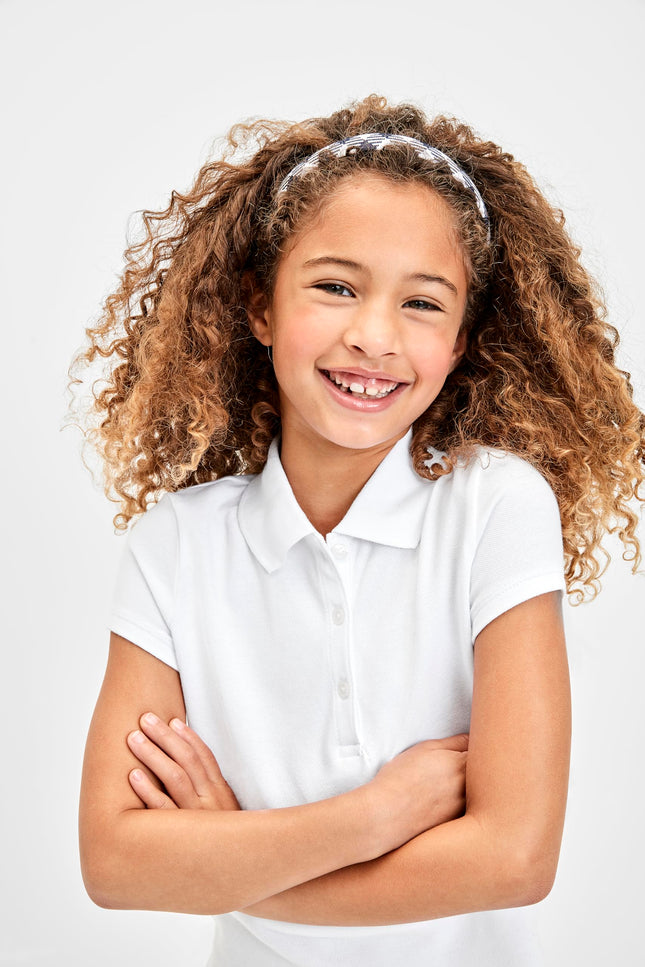 The Children's Place Girl's Short Sleeve Pique Polo, White, XX-Large