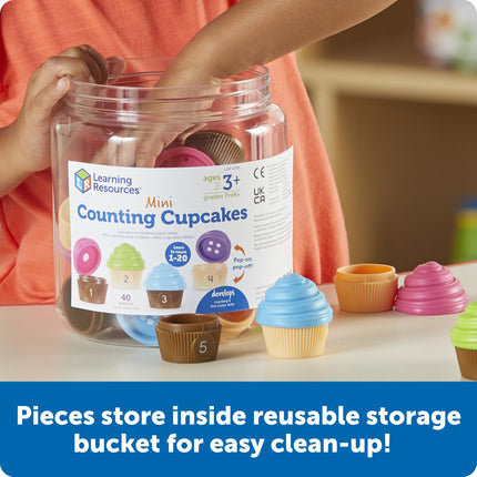 Learning Resources Mini Counting Cupcakes, Counting Toys, Play Food, Childrens Counting Game, Birthday Cake Toy, Ages 3 4 5+