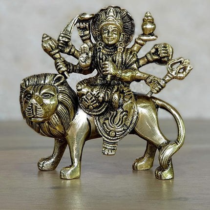 ESPLANADE Brass Statue Maa Durga Mata Rani Idol for Home Mandir (4.6")