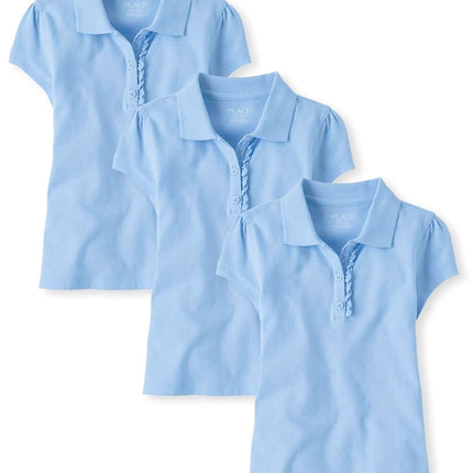 Lot de 3 polos piqués à manches courtes et volants pour fille The Children's Place, modèle Daybreak, taille L