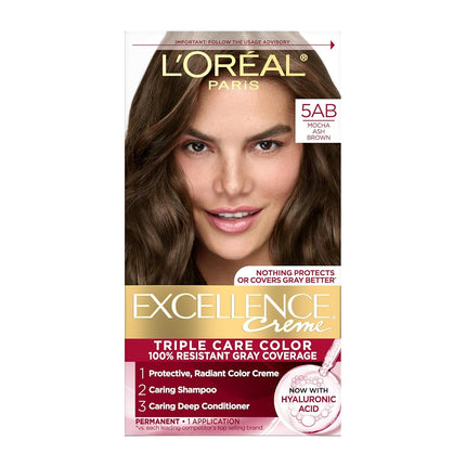 L'Oréal Paris Excellence Créme Permanent Hair Color, 5AB Mocha Ashe Brown