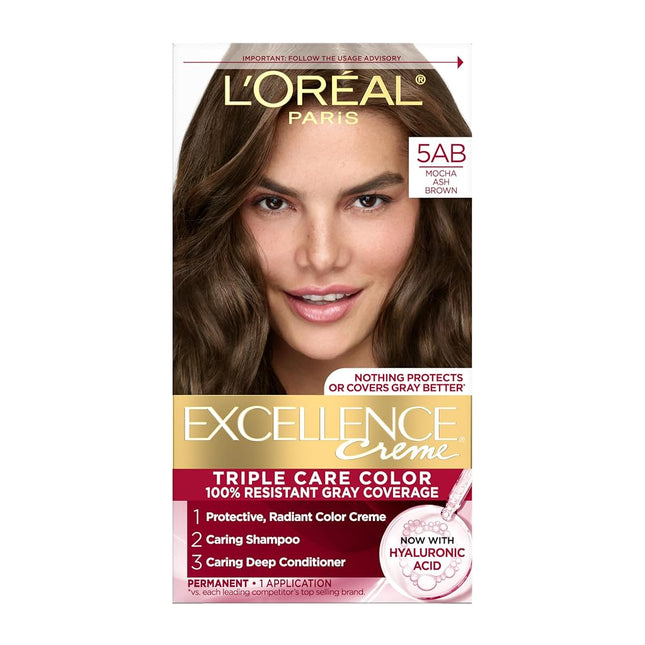 L'Oréal Paris Excellence Créme Permanent Hair Color, 5AB Mocha Ashe Brown