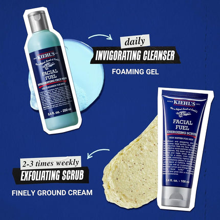 Kiehl's Facial Fuel Energizing Face Wash, Refreshing Men's Gel Cleanser, with Caffeine, Vitamin E and Menthol, All Skin Types, 1Lt