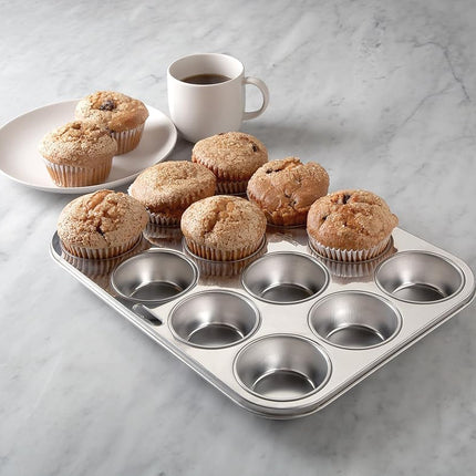 Fox Run 4868 Muffin Pan, 12 Cup, Stainless Steel