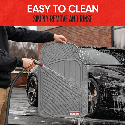 Motor Trend FlexTough Performance All Weather Rubber Car Floor Mats - 3 Piece Floor Mats Automotive Liners for Cars Truck SUV, Heavy-Duty Waterproof (Gray)