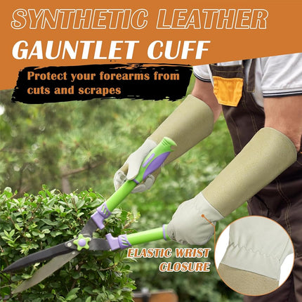 HANDLANDY Pruning Gloves Long for Men & Women, Pigskin Leather Rose Gardening Gloves- Breathable & Durability Gauntlet Glove