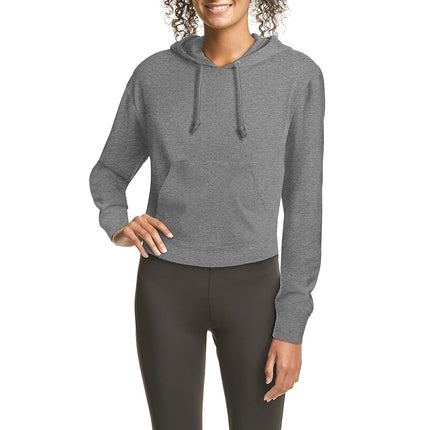 Hanes Women's Originals Pullover Cropped Hoodie, French Terry Hooded Sweatshirt, Black 50r Pe Heather, Medium