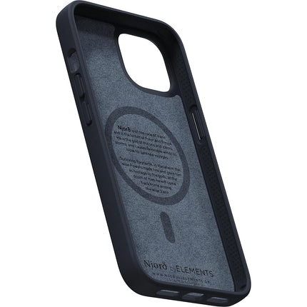 Njord Collections iPhone 14 Plus Case - Mobile Phone Case Made Salmon Leather - Reycled/Durable Material - 2 Metre Drop Protection - Suitable for Magsafe/Wireless Charging - Black