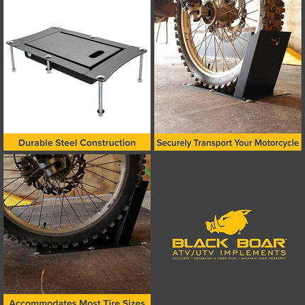 Camco Recessed Motorcycle Wheel Chock - Accommodates Most tire Sizes - Constructed of Powder-Coated Steel (66101)