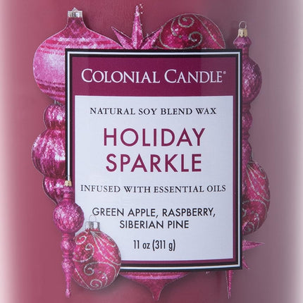 Colonial Candle Holiday Sparkle Scented Jar Candle, Classic Cylinders Collection, 2 Wick, Purple, 11 oz - Up to 80 Hours Burn